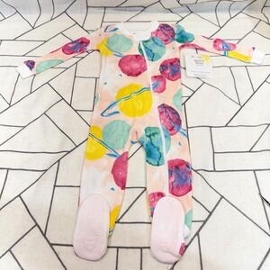 Burt's Bees Baby Sleeper 6-9M Pink Outer Space Planets Organic Cotton NWT
